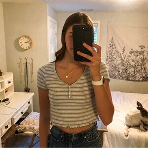 AE Striped Cropped Tee